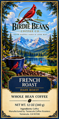 French Roast Birdie Beans label